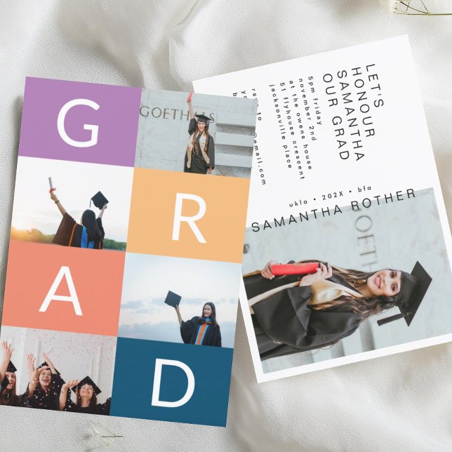 GRAD COLOR BLOCKS MULTI Photo graduation Announcement (Creator Uploaded)