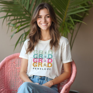 Grad Colourful Rainbow Class 2022 Modern Graduate Tri-Blend Shirt