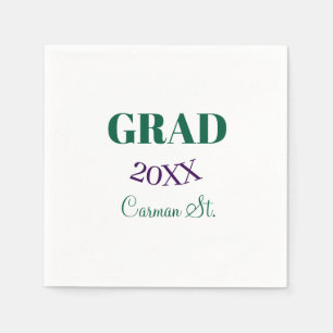 grad congrats green purple bold year 20XX graduate Napkin