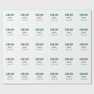 grad congrats green purple bold year 20XX graduate Wrapping Paper
