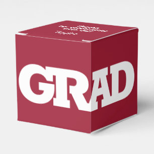 GRAD Crimson and White Graduation Party Favour Box