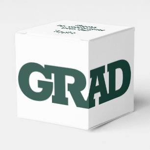 GRAD Dark Green and White Graduation Party Favour Box