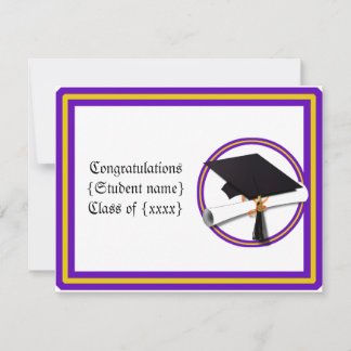 Grad Diploma School Colours Purple and Gold Invitation