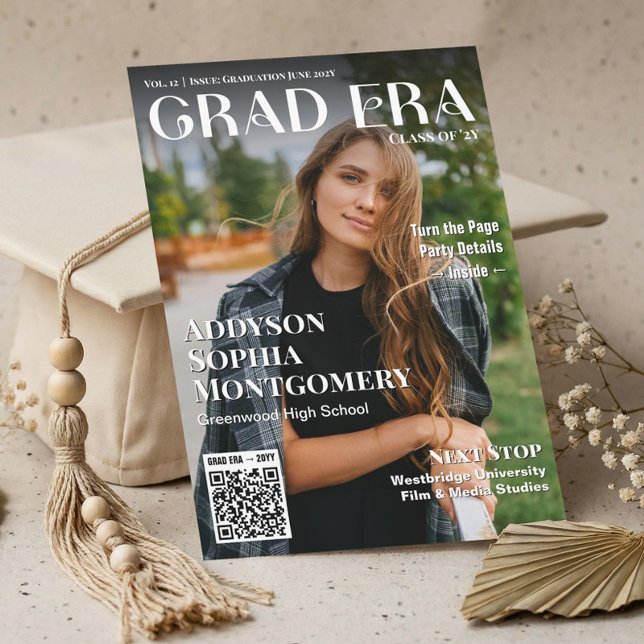 Grad Era Trendy Graduation Magazine Photo Collage Invitation (Grad Era Trendy Graduation Magazine Photo Collage Invitation)