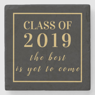 Grad Gift Gold Script Graduation Class of 2019 Stone Coaster