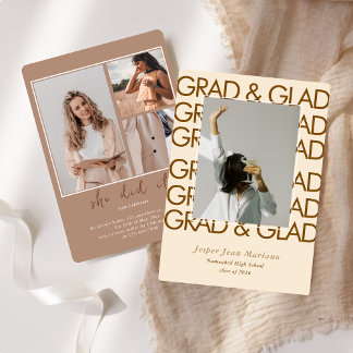 Grad & Glad 2026 Photo Minimal Graduation  Invitation