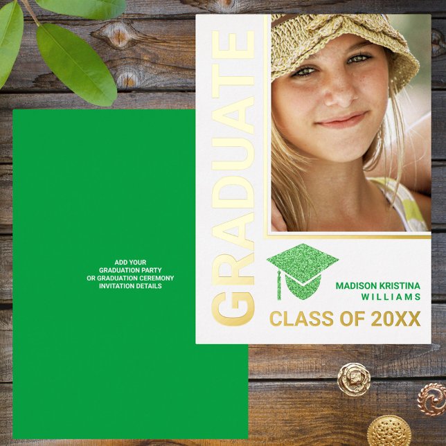 Grad Glam Green Cap Stylish Graduate Photo (Creator Uploaded)