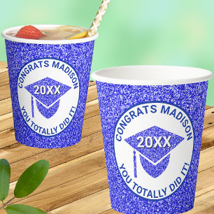 Grad Glam Navy Cap Chic Elegant School Party Pape Paper Cups