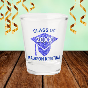 Grad Glam Navy Cap Personalised Chic Elegant Shot Glass