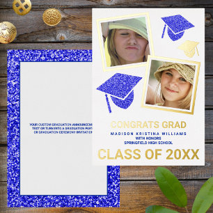 Grad Glam Navy Cap Photo Collage Graduate