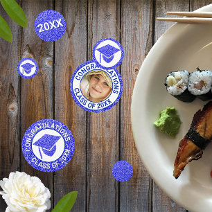 Grad Glam Navy Cap Photo Graduation Party Confetti