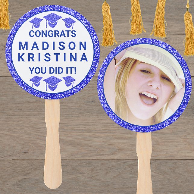 Grad Glam Navy Cap Simple Elegant Picture Hand Fan (Creator Uploaded)