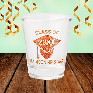 Grad Glam Orange Cap Personalised Chic Elegant Shot Glass