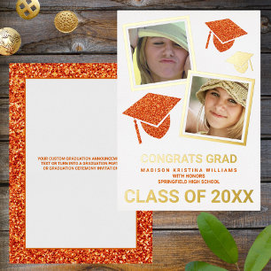 Grad Glam Orange Cap Photo Collage Graduate