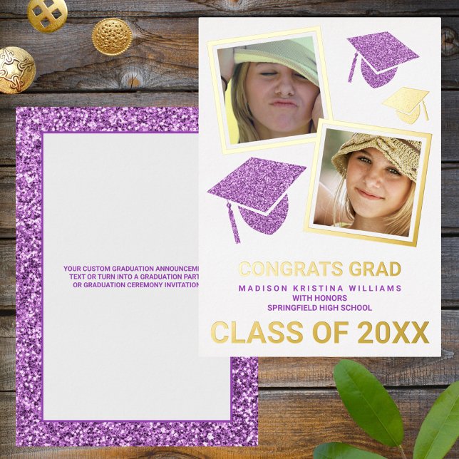 Grad Glam Purple Cap Photo Collage Graduate (Creator Uploaded)