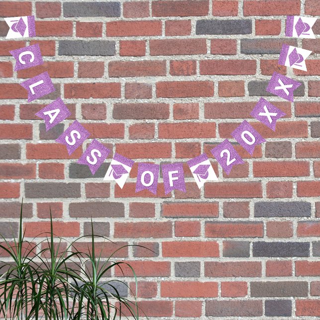 Grad Glam Purple Cap Simple Class Of Plus Year Bunting (Creator Uploaded)