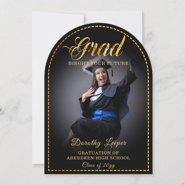 Grad.  Golden touch Brighten your future. Invitation (Front)
