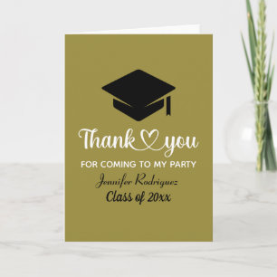 Grad Graduate Cap Thank You For Coming To My Party Card