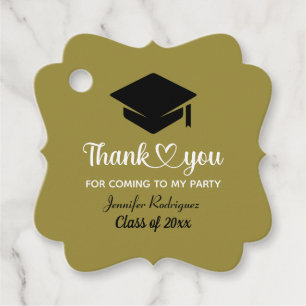 Grad Graduate Cap Thank You For Coming To My Party Favour Tags