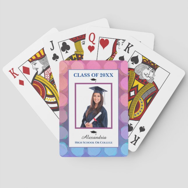 Grad Graduate Graduation Class Photo Personalise Playing Cards (Back)