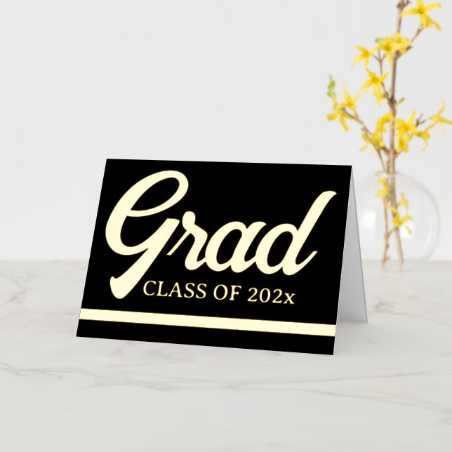 Grad graduate personalised year custom text foil greeting card (Yellow Flower)