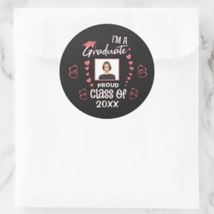 Grad Graduate Photo Graduation Class Personalize  Classic Round Sticker