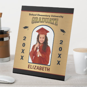 Grad Graduate Photo Graduation Gold Custom Pedestal Sign