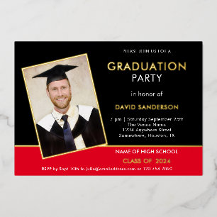Grad Graduation Party Photo Red Black Gold
