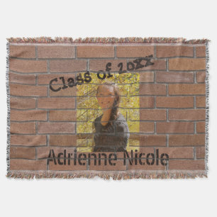Grad Graffiti Photo on Brick Wall  Throw Blanket