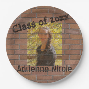 Grad Graffiti Photo on Bricks Shower Curtain Napki Paper Plate