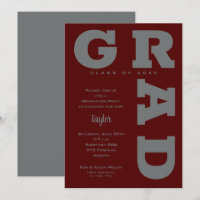 GRAD Grey on Dark Maroon Graduation