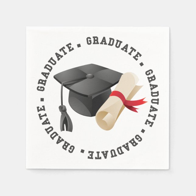 Grad Hat and Degree Paper Napkin (Front)