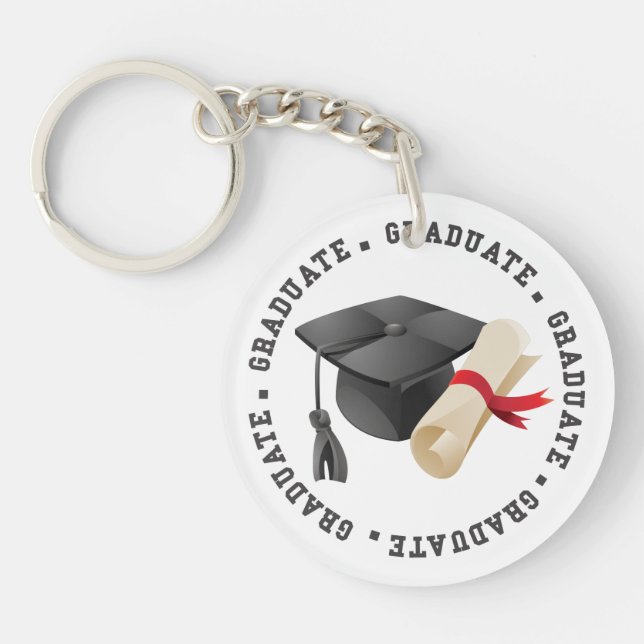 Grad Hat and Degree photo key ring (Front)