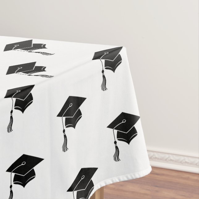 Grad Hat and Tassel Graduation Celebration Tablecloth (In Situ)