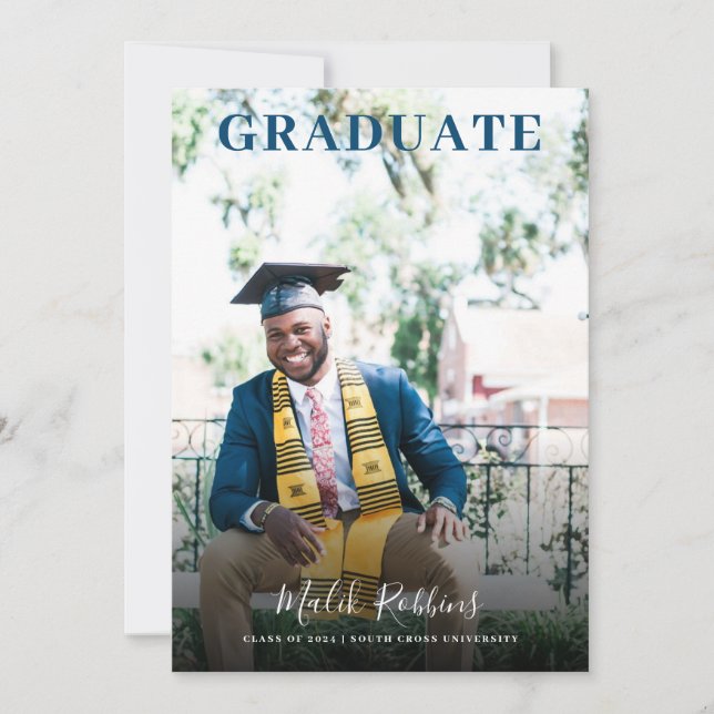 Grad In Cap And Gown Photo Graduation Announcement (Front)