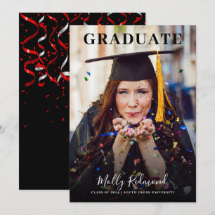 Grad In Cap And Gown Photo Graduation Announcement