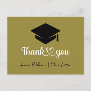 Grad Love And Thanks Thank You Heart Graduation Postcard