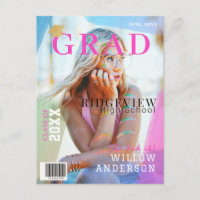 Grad Magazine Neon Pink Photo Graduation