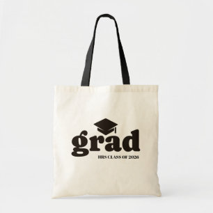 Grad Minimalist Typography – Graduation Cap Tote Bag