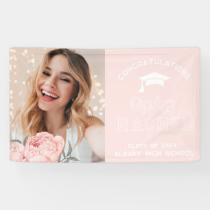 Grad Modern Floral Graduate Graduation Party Banner