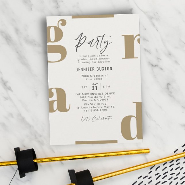 Grad Modern Olive Green Graduation Party Invitation (Creator Uploaded)