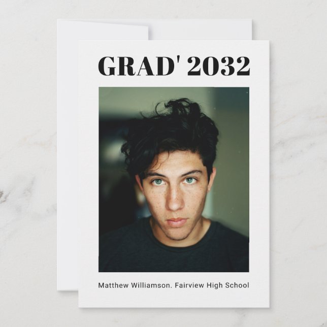 Grad Modern Photo Graduation Party Invitation (Front)