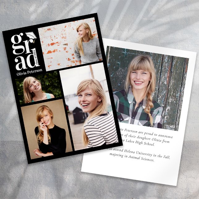 GRAD Multi Photo Collage Graduation Announcement (Creator Uploaded)