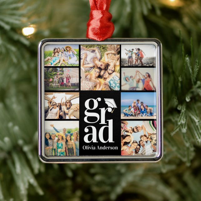Grad Multiple Photo Collage Memories Metal Tree Decoration (Tree)