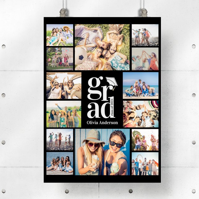 Grad Multiple Photo Collage Memories Poster (Creator Uploaded)