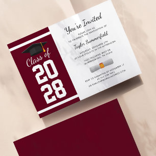 Grad Party 2025 Burgundy Senior Graduation Invitation