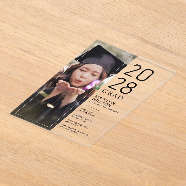 Grad Party Custom Photo Acrylic Invitations (Laydown)