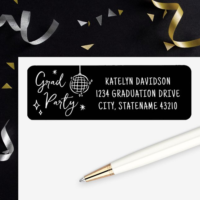 Grad Party Disco Ball Return Address (Creator Uploaded)