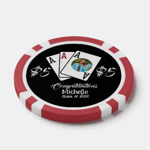 Grad Party Favour Vegas Chips, Personalised Photo Poker Chips