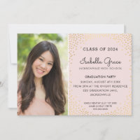 GRAD PARTY glam gold confetti stylish photo pink